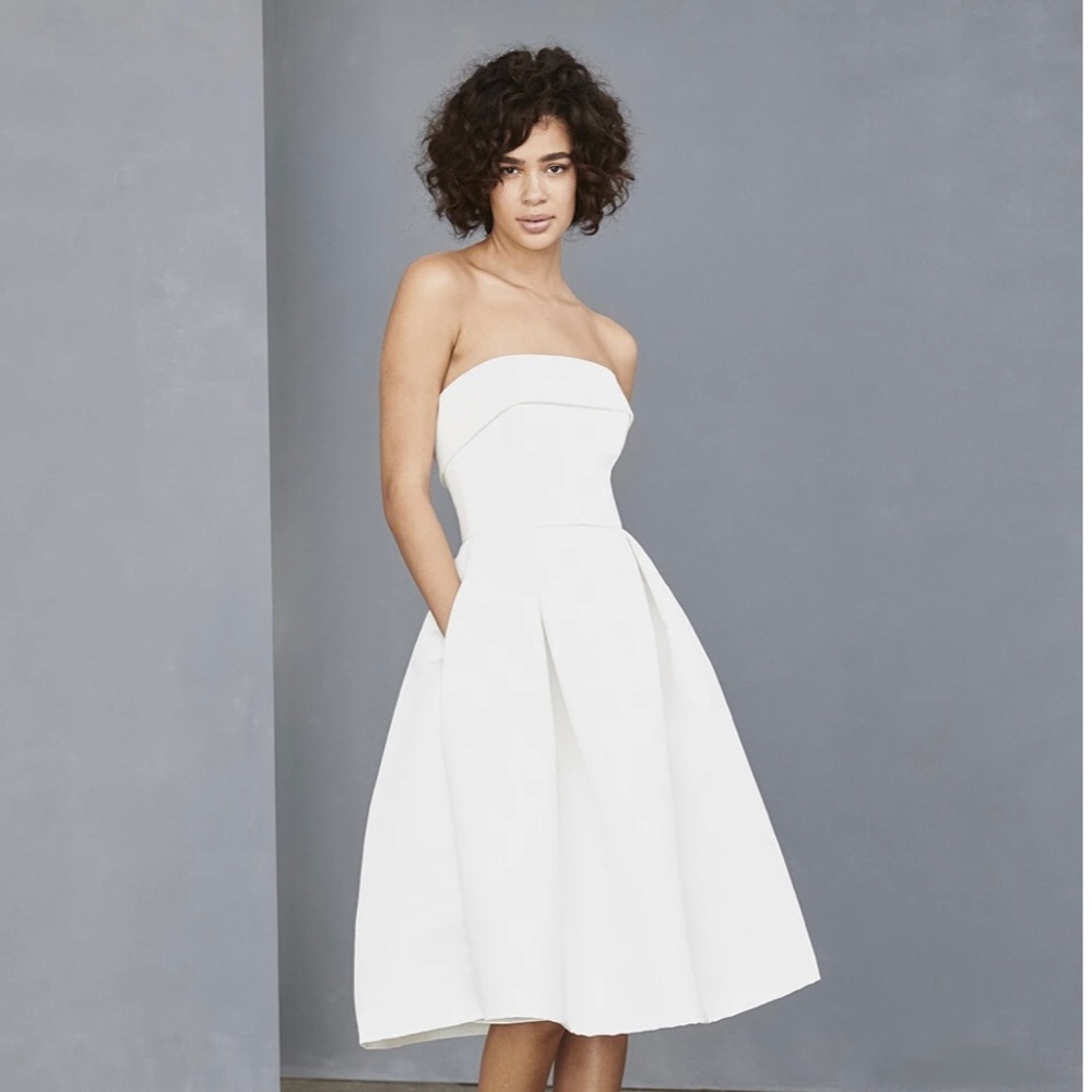 Amsale strapless faille a-line dress